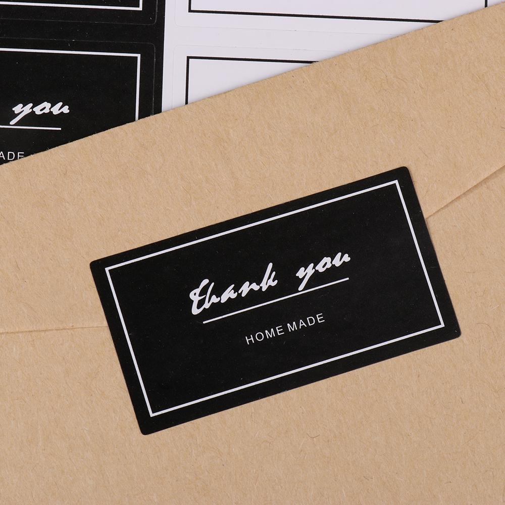 Set 160 Miếng Dán Niêm Phong Bao Bì In Chữ Thank You Màu Trắng Đen DIY