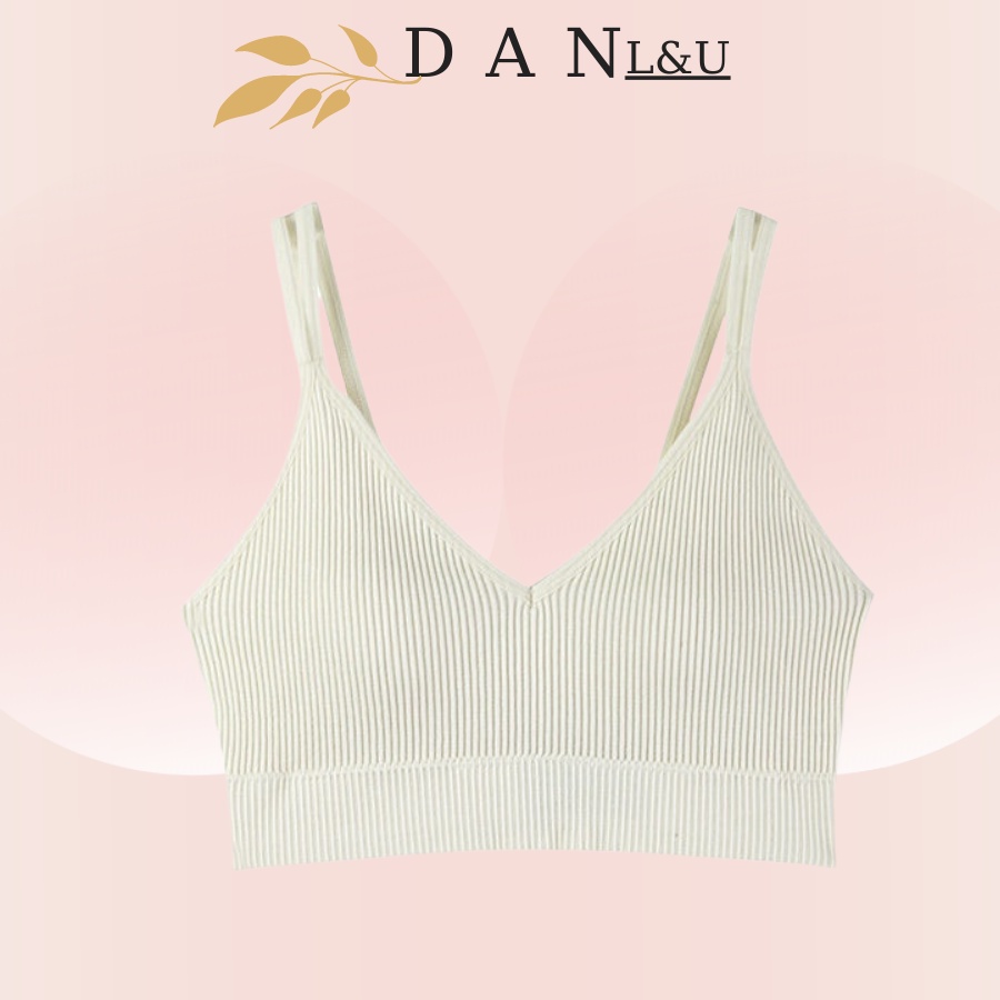 Áo Ngực Dạng Bra Hai Dây Cotton Gân Sọc Co Dãn Thoáng Mát Cổ V Sexy DAN L&amp;U 831