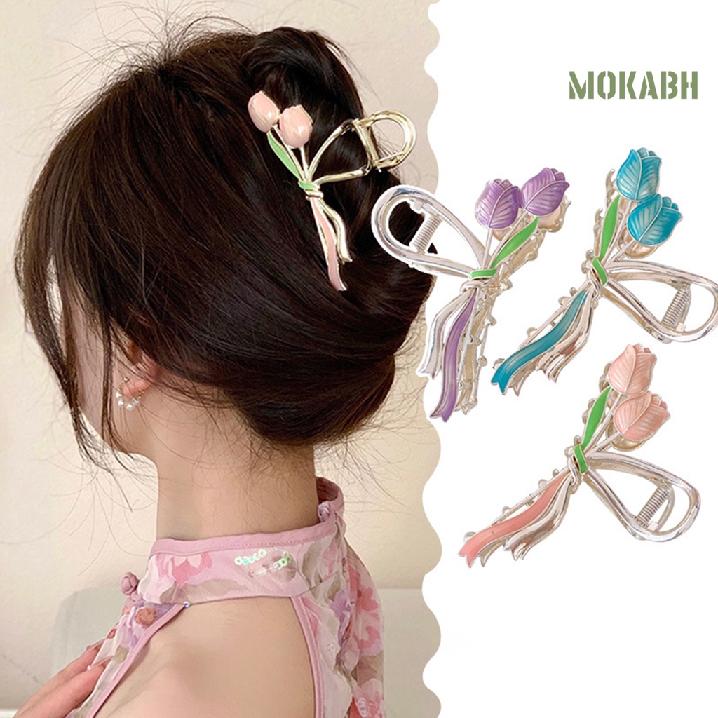 < Kẹp Tóc Càng Cua Hoa Tulip Viền Mịn Sang Trọng Cao Cấp Phong Cách Ngọt Ngào Tươi Mới Cho Nữ