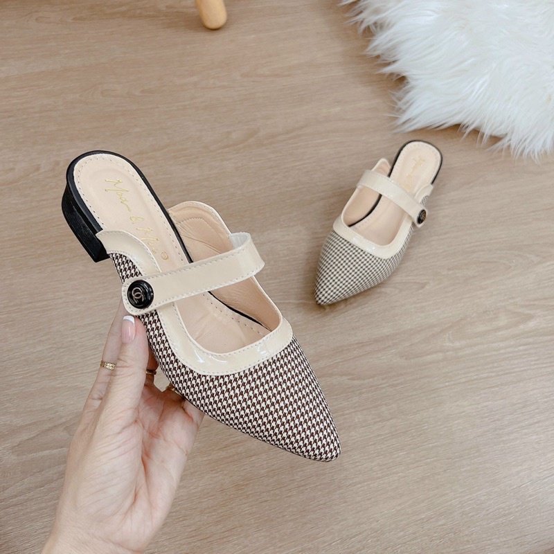 Sục nữ mũi nhọn thời trang phối quai ngang mẫu mới