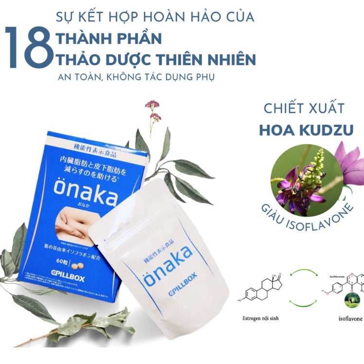 Viên uống giảm mỡ cấp tốc an toàn giảm mỡ bụng onaka Nhật bản 60V
