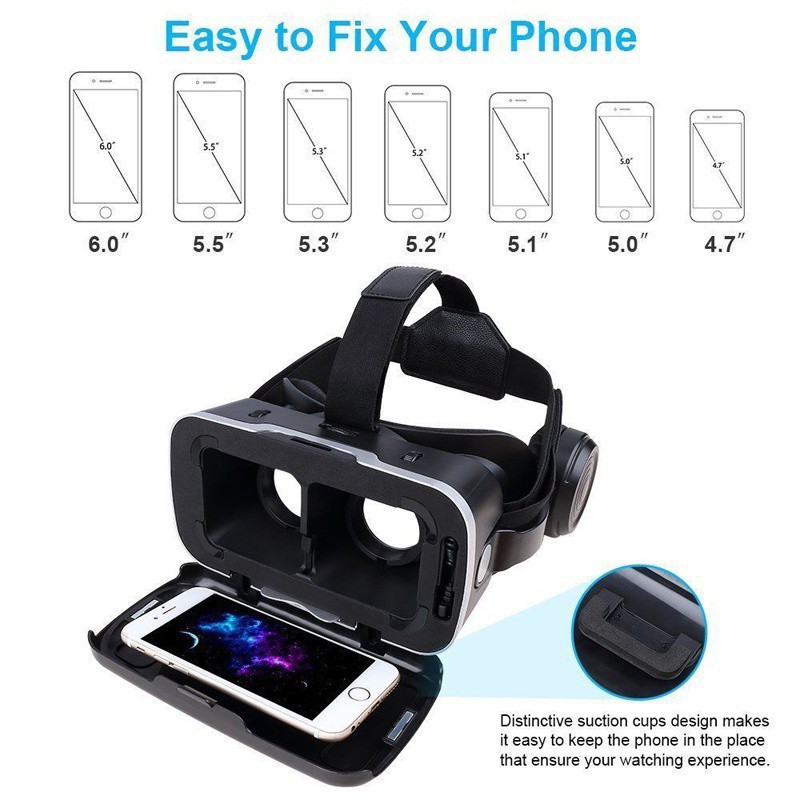 VR Shinecon 6.1.2 Plus Headset Virtual Reality 3D Glasses for IOS Android