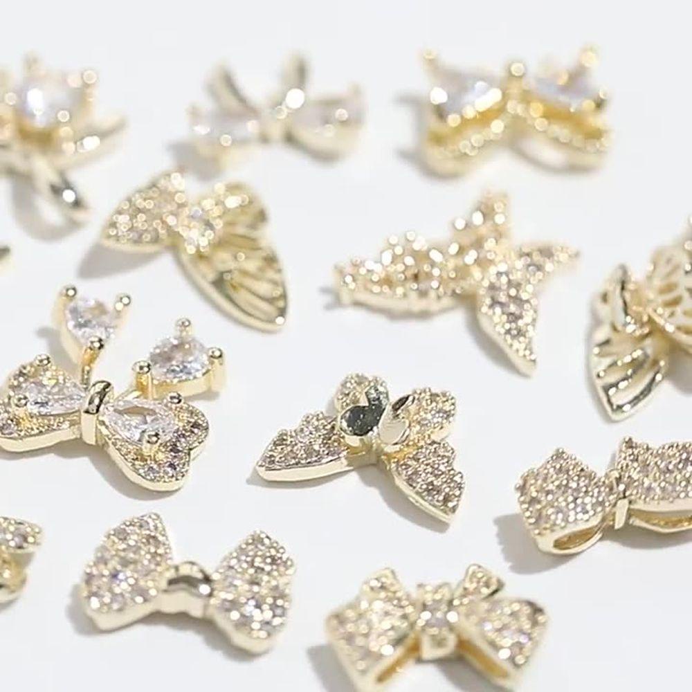 OCEANMAP Phụ Kiện Trang Trí Móng Tay 3D Hình Nơ Đính Đá Zircon Lấp Lánh Dành Cho Nữ