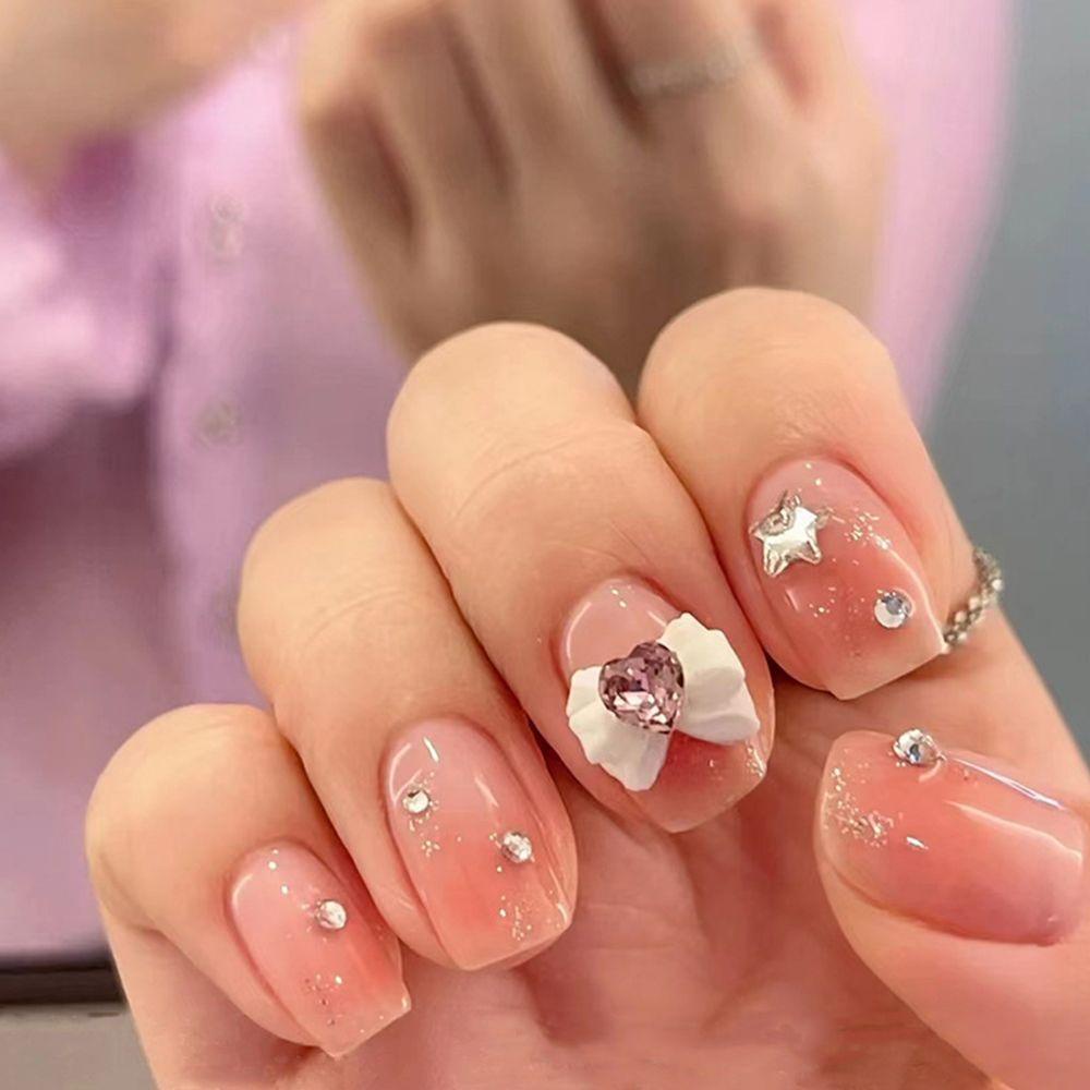 Bộ 24 Móng Tay Giả Ngắn Che Phủ Toàn Diện Tháo Rời Được