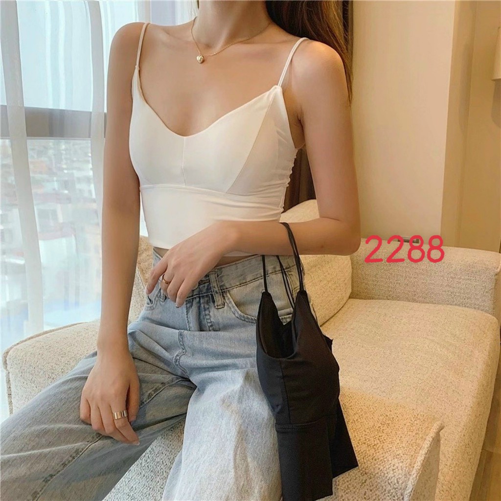 [Mã FAMAYWA giảm 10K đơn 50K] Áo bra croptop su trơn mát hai dây thời trang hè 2288 - Mbra94 | BigBuy360 - bigbuy360.vn