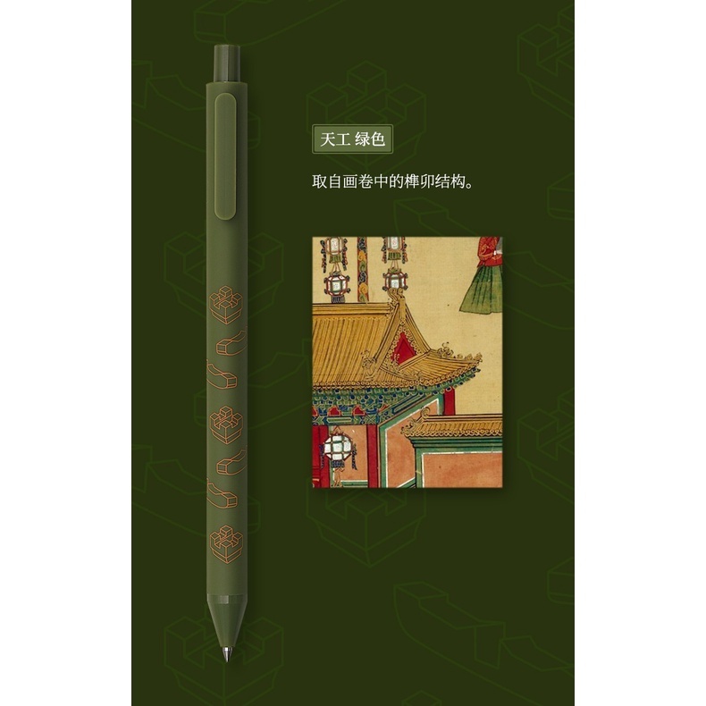 Bộ 5 bút gel Kaco Pure ngòi 0,5mm phong cách Trung Hoa cổ đại.