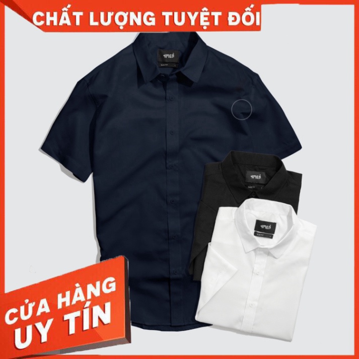 Áo sơ mi nam trơn tay ngắn 4MEN SM071 form slimfit, vải lụa đẹp cao cấp, hạn chế nhăn, 3 màu thanh lịch, hiện đại giá rẻ