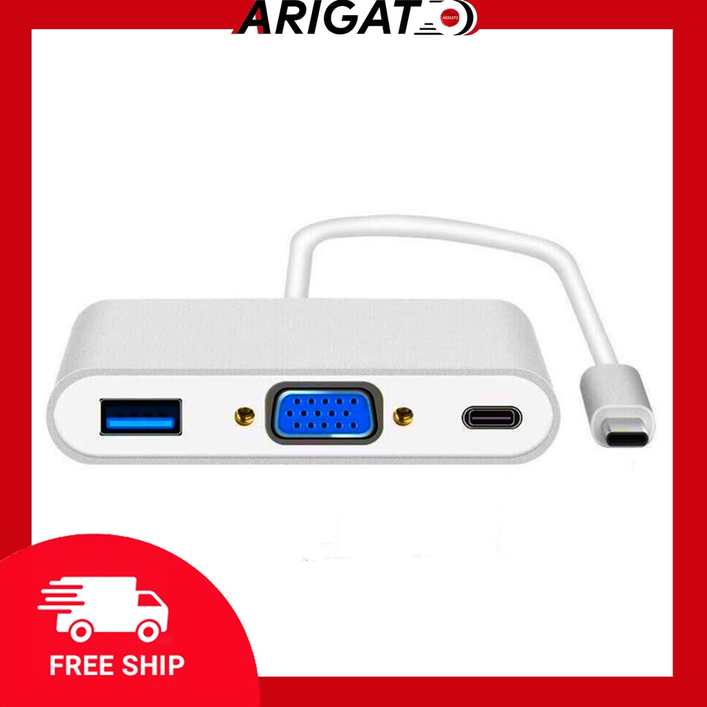 Cáp Chuyển Usb Type C To Vga + Usb 3.0+ Typec Arigato Đảm Bảo Chất Lượng