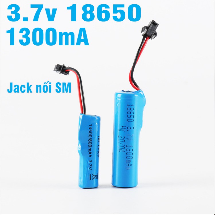 Pin 3.7v 18650 dung lượng cao 1300mah cổng nối SM dùng cho xe mô hình