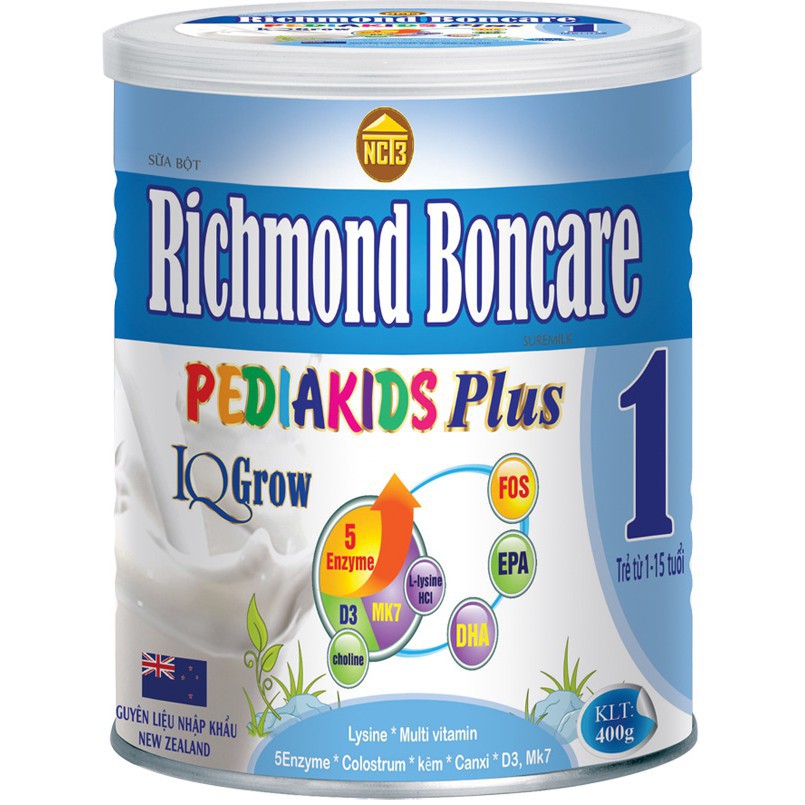 Sữa TĂNG CHIỀU CAO cho trẻ 900g - RICHMOND BONCARE CANXI NANO GOLD / PEDIAKIDS PLUS / INFANT