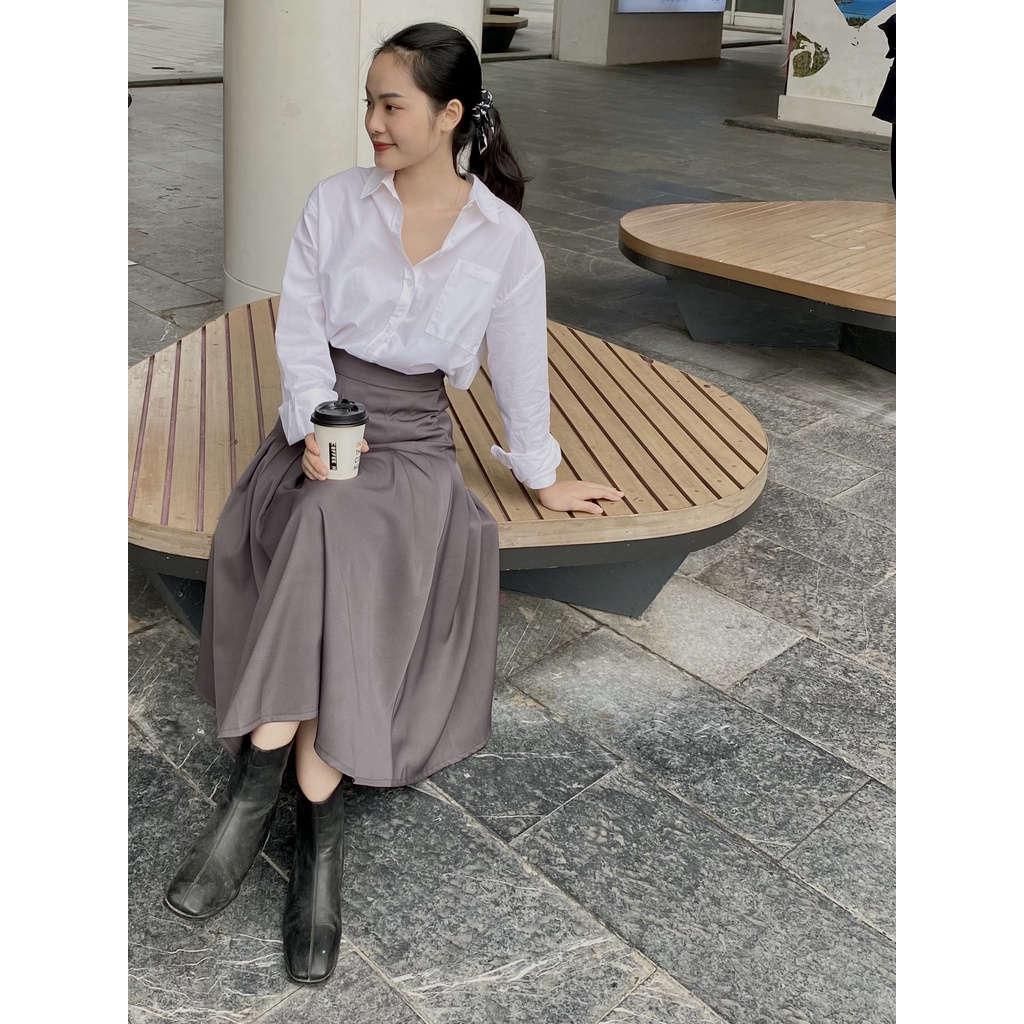 unleashed PREMIUM COTTON SHIRT - Áo sơ mi basic dáng rộng chất liệu cotton cao cấp, áo sơ mi trắng oversized