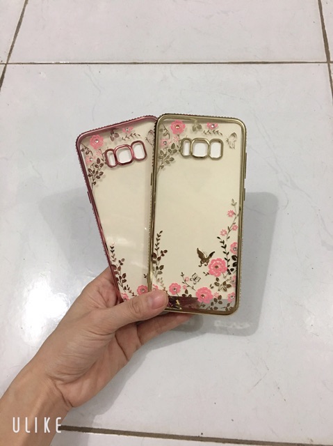 Ốp lưng viền đính đá hoa hồng sam sung S8, S8+ , S8 Plus