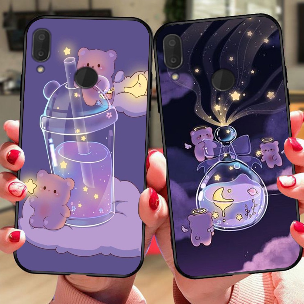 Ốp lưng điện thoại huawei nova 3e bộ gấu tím may mắn