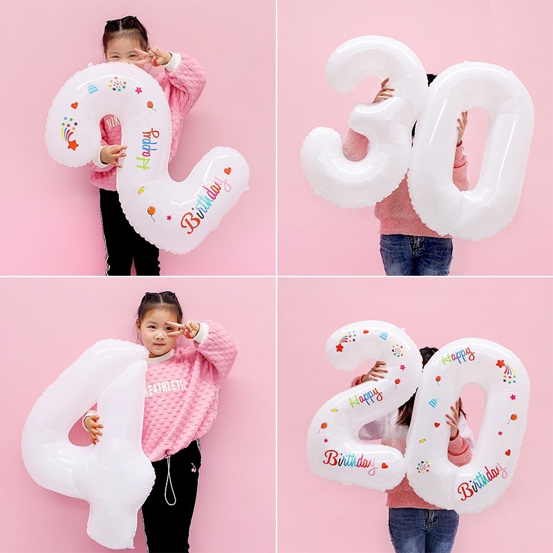 Bóng Số Màu Trắng Phong Cách Hàn Quốc Size 32inch/70CM