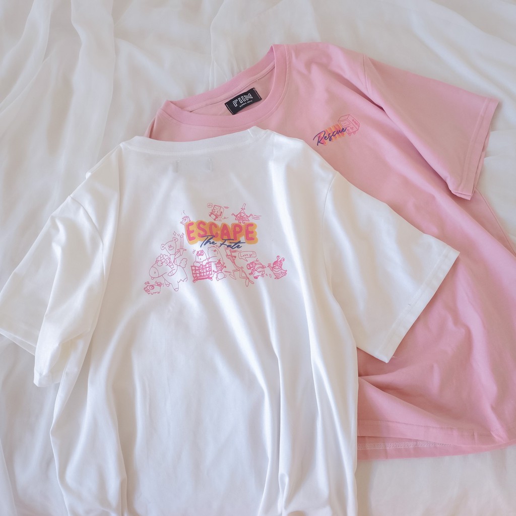 Áo thun tay lỡ RESCUE ME basic unisex form rộng - Made by Fiin