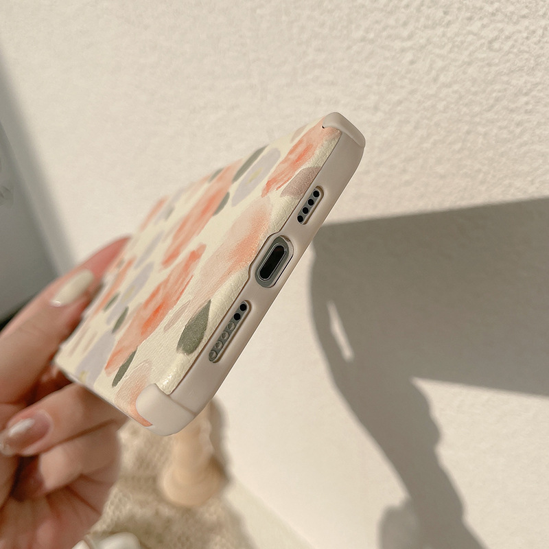 ốp iphone 11 Ốp điện thoại bằng silicon TPU giả da họa tiết hoa cho iPhone 11 Pro Max X Xr Xs Max 7 8 Plus Se 2020 12 pro max 12 mini