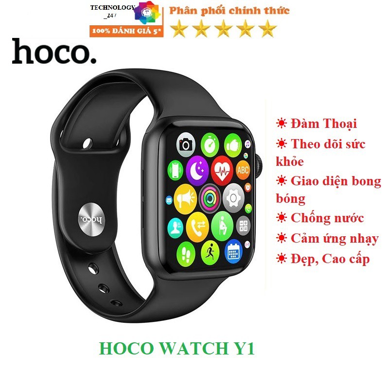 Smart Watch Đồng hồ thông minh Hoco Y1 kết nối Bluetooth hỗ trợ nghe gọi, theo dõi sức khỏe, thể thao...