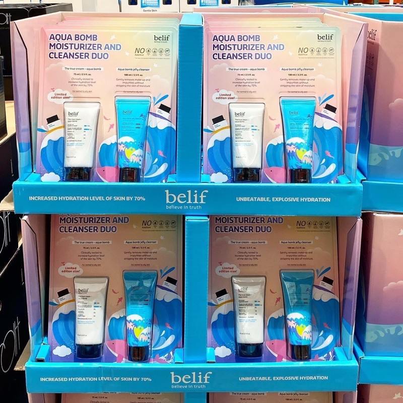 Set Belif aqua bomb dưỡng ẩm và sửa rửa mặt