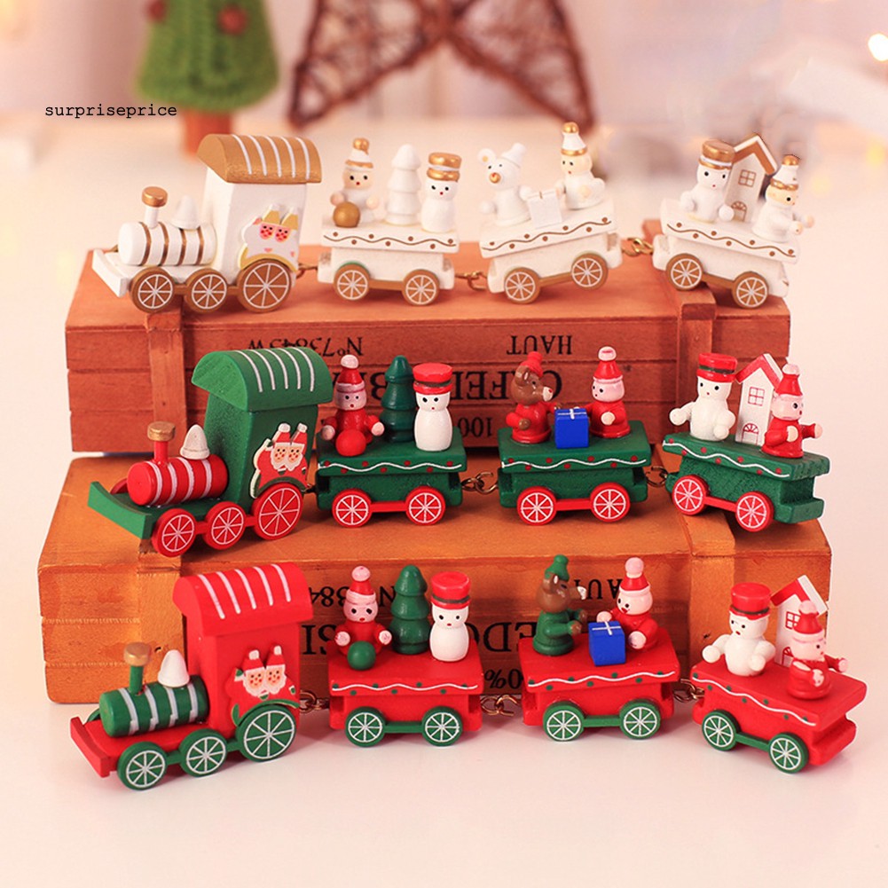 Xe lửa mini bằng gỗ trang trí giáng sinh