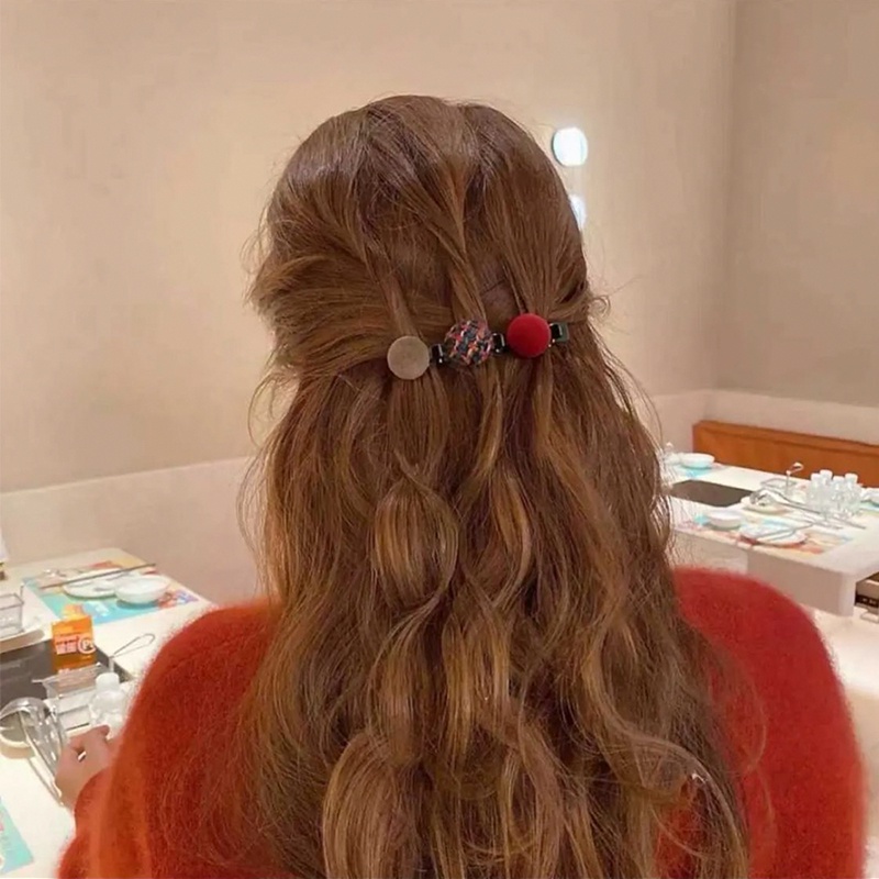 Kẹp Tóc Mái Đính Bóng Lông Dễ Thương Ngọt Ngào Phong Cách Hàn Quốc Cho Nữ
