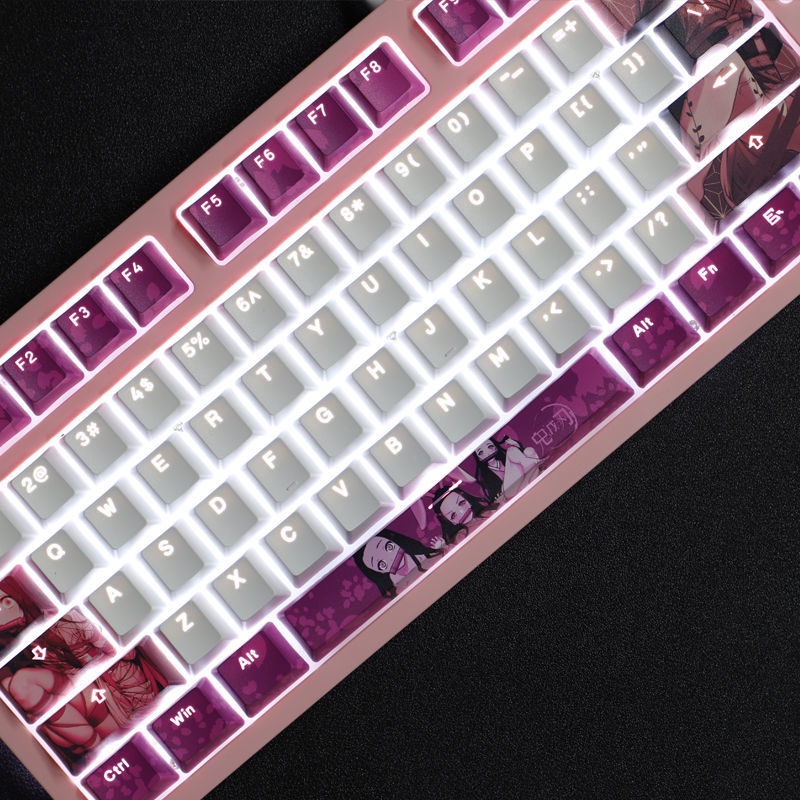 Kamado Nezuko Keycap Cherry Profile Demon Slayer Theme anime PBT Dye phụ bàn phím cơ Keycap