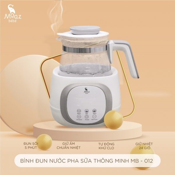 (Phiên bản mới nhất) Bình đun nước pha sữa Thông Minh MOAZ BÉBÉ MB-012 &quot;Hàng chính hãng bảo hành 1 năm''