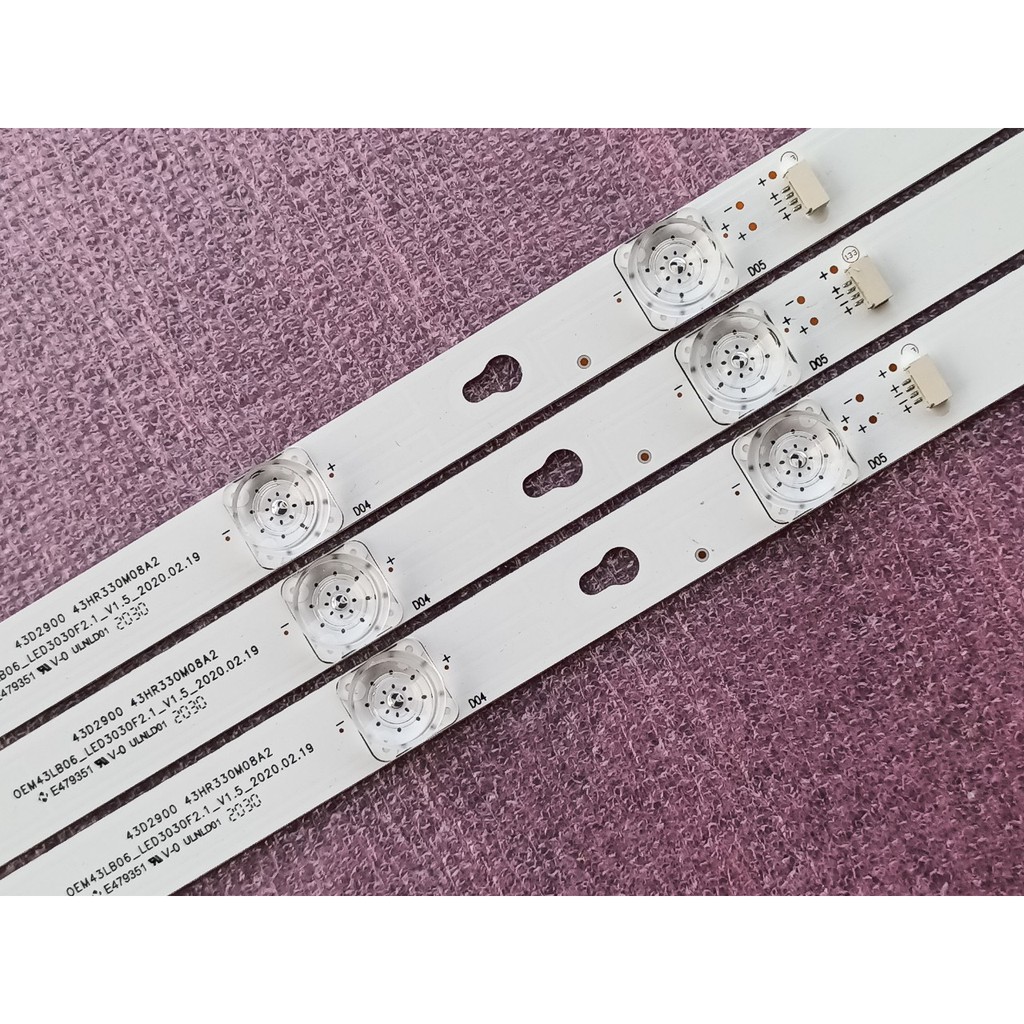 BỘ LED TIVI TCL 43S62 43P62 43S6000 43S6100 43D2900 43S4900 MỚI 100% HÀNG ZIN HÃNG, BỘ 3 THANH, MỖI THANH 8 BÓNG 6V