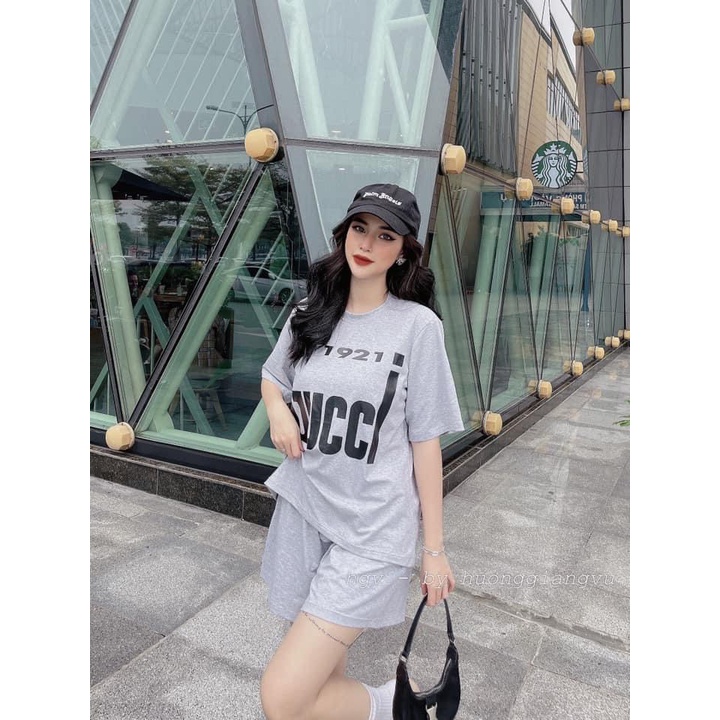 Bộ quần áo cộc tay dáng rộng CG1921 kèm quần short 3 màu