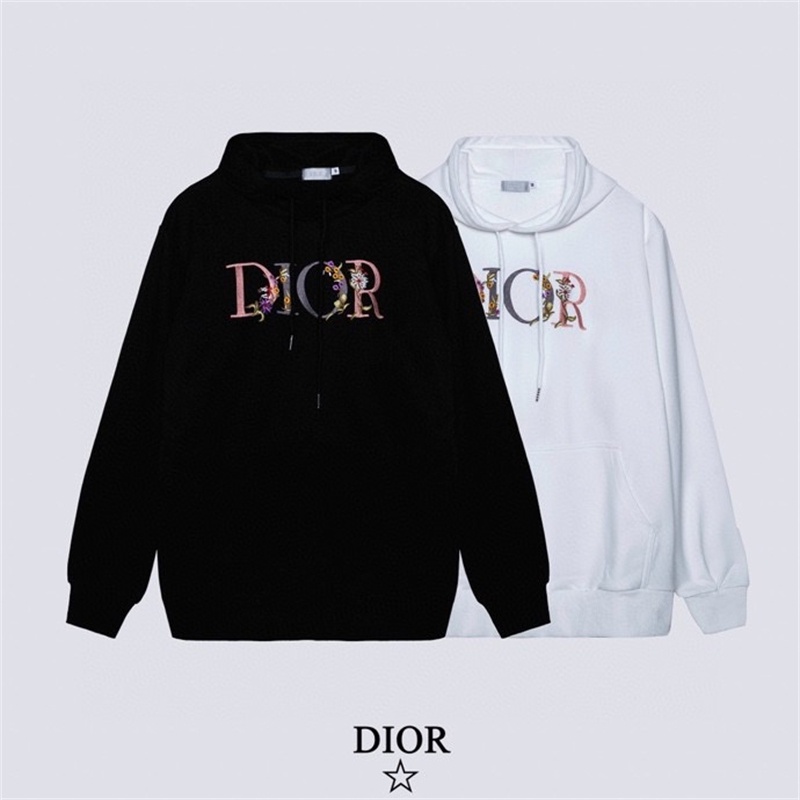 Áo hoodie cotton tay dài thêu hình dior cầu vồng cổ điển thời trang unisex 8502