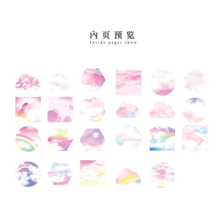 Hộp 46 Sticker Dán Hình Màu Hồng Gradient Box Sticker ST433