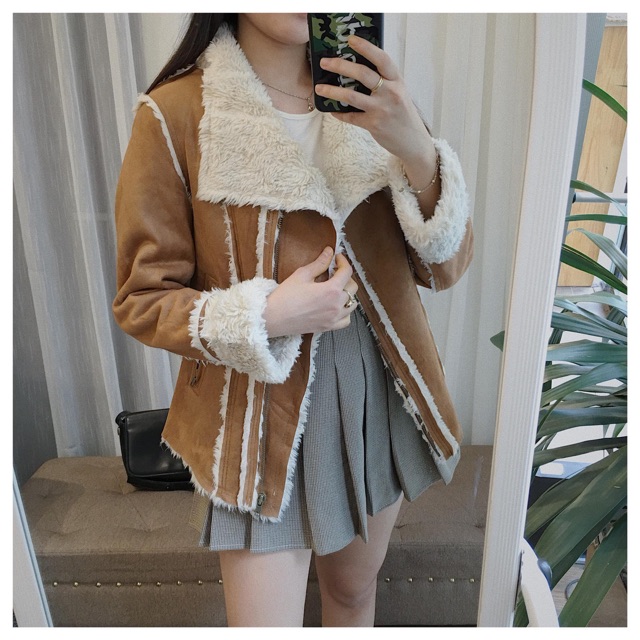 ( Thanh Lý ) Áo da lộn lông cừu lông thỏ 100%