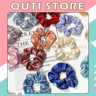 Dây Buộc Tóc Scrunchies Nhiều Màu Vải Trơn Bóng Loại Đẹp Hot Trend Hàn Quốc Cột Tóc Vải QUTI CT03