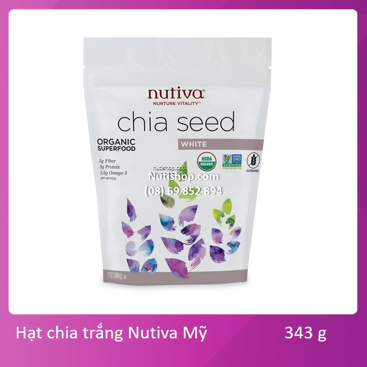 Hạt chia trắng Nutiva Mỹ 343 g