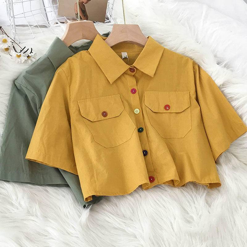 Áo Sơ Mi Ngắn Tay Cổ Bẻ Thiết Kế Mới Thời Trang Mùa Hè Dành Cho Nữ