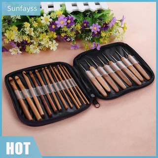 20Pcs Bamboo Crochet Hooks Knitting Weave Needles Set with Case