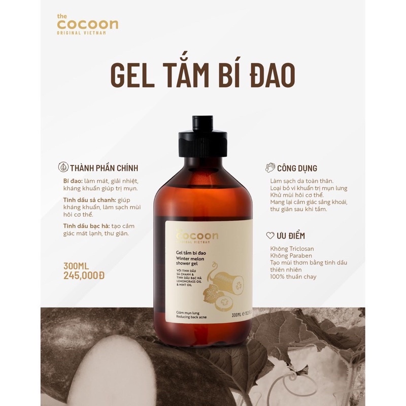 Gel tắm bí đao Cocoon 300ml