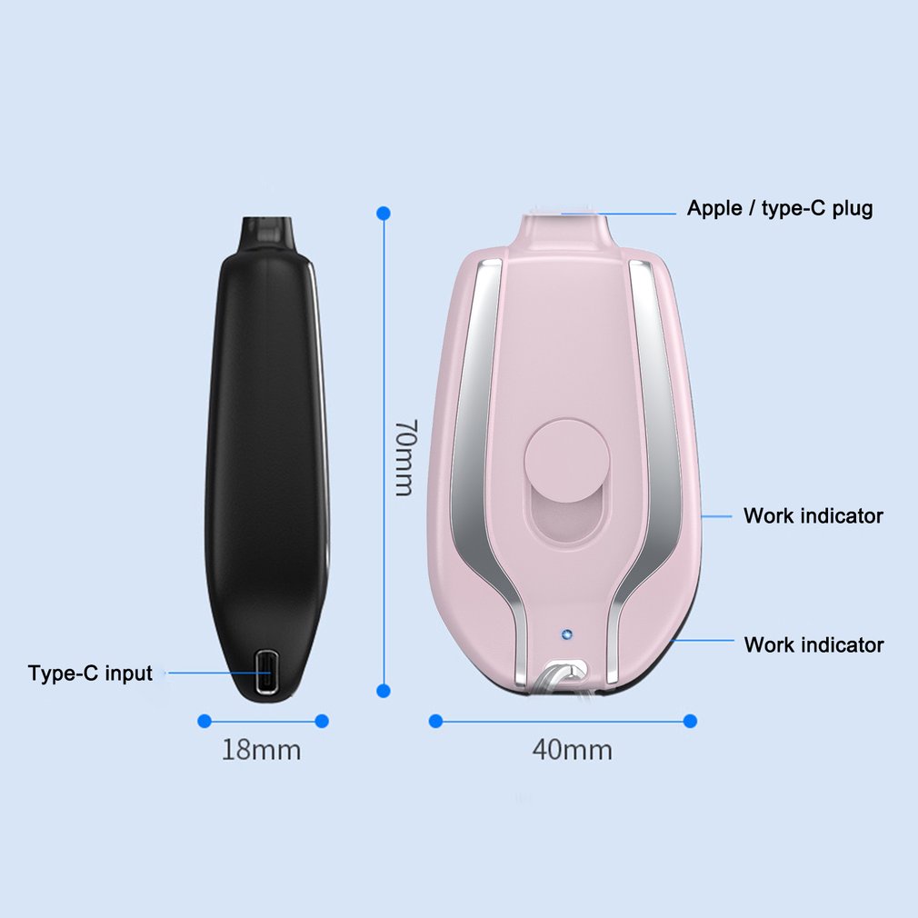 Sạc kho báu USB xách tay bên ngoài điện thoại di động sạc pin với Mini Key Buckle Không có cáp dữ liệu với giao diện sạc