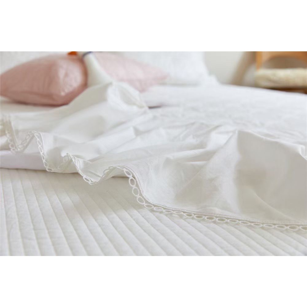 Tấm trải phủ đệm chất liệu Cotton lụa trần 3 lớp cao cấp, an toàn thân thiện