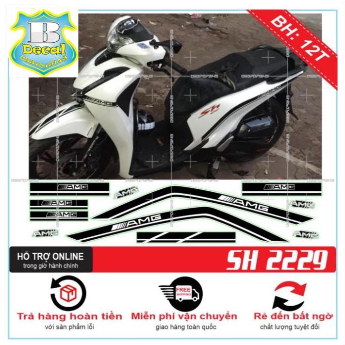 ( Quí khách vui lòng mang ra tiệm cho thợ dán ) Tem SH 2019 AMG TRẮNG ĐEN [Bi Decal]