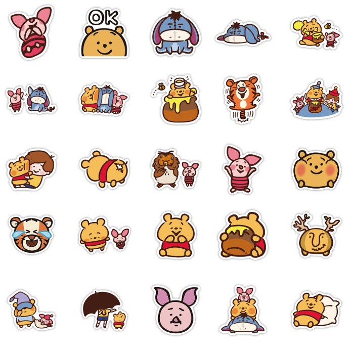 Set 100 / 50 Miếng Dán Hình Gấu Hoạt Hình Dễ Thương Trang Trí Đa Ứng Dụng