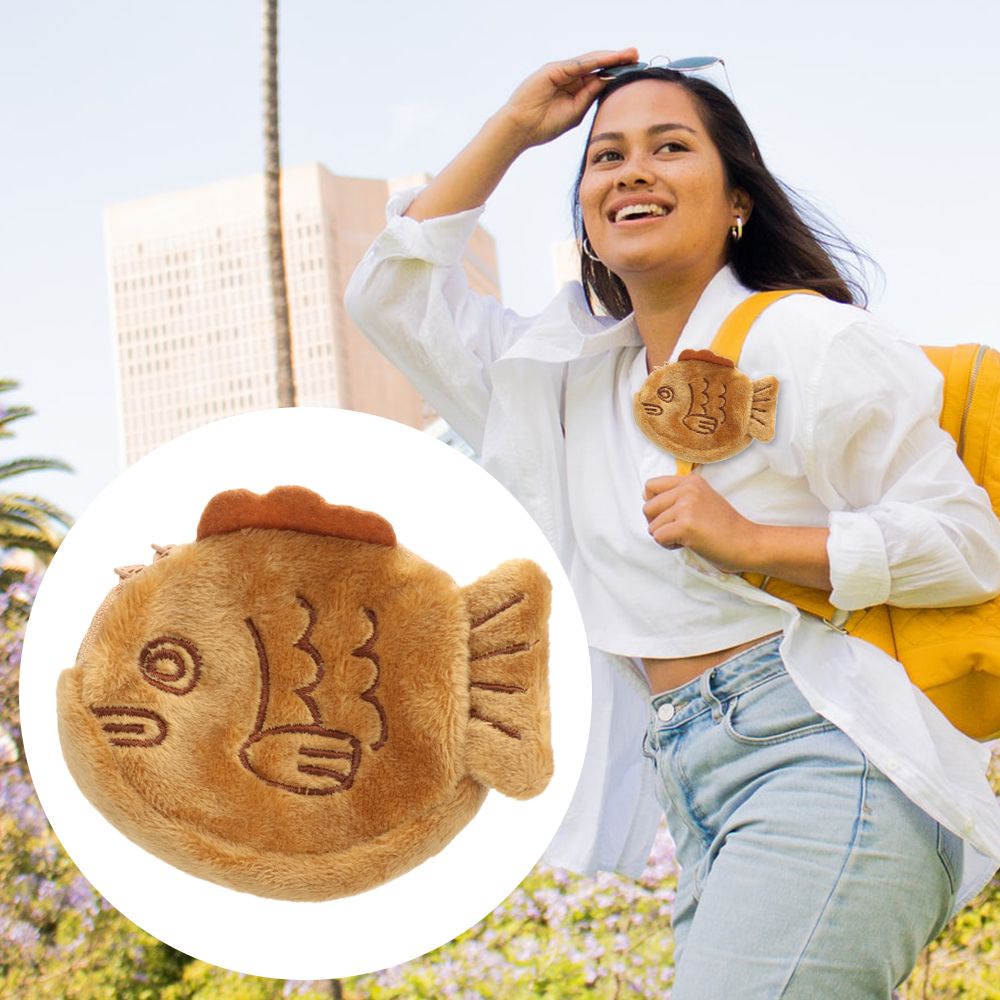 Ví đựng tiền và son hình con cá nhồi bông kích thước nhỏ có móc gắn balo dễ thương cho nữ