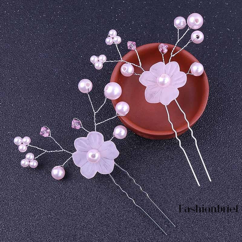 Set 2 băng đô đính ngọc trai giả phong cách Hàn Quốc cho cô dâu