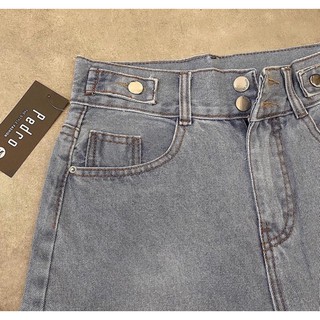 Baggy Jeans Lưng Cao 2 Nút Đai nút