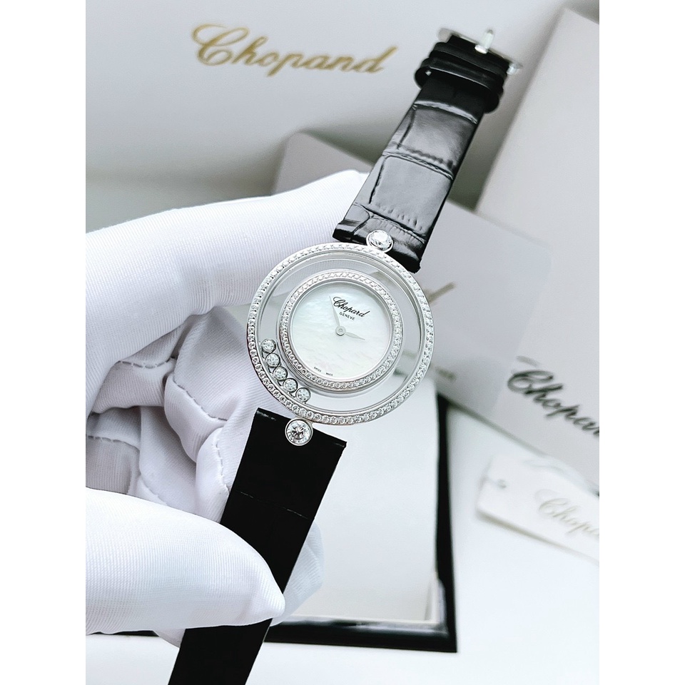 Đồng hồ nữ Chopard Happy Diamond máy Thụy Sĩ Ronda 715 cao cấp, vòng benzel đá xoay