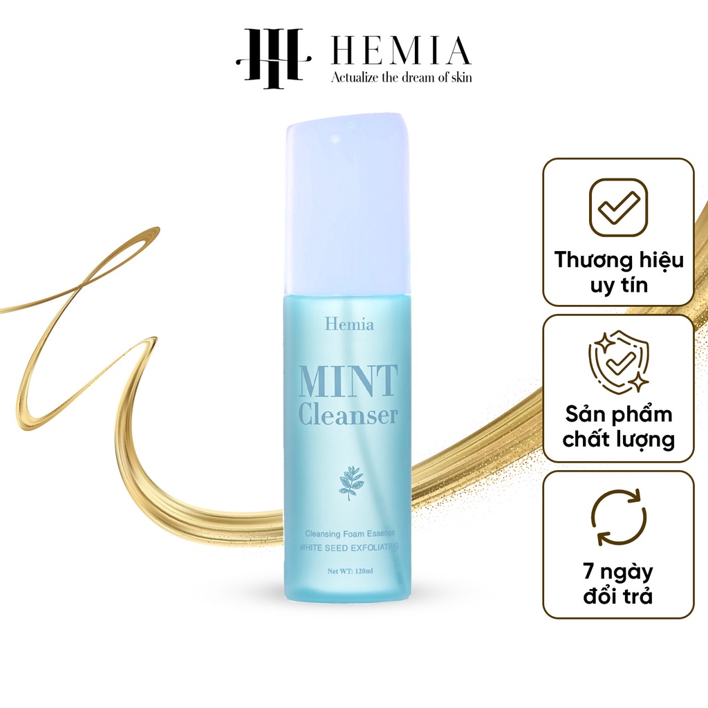 Sữa rửa mặt bạc hà Hemia làm sạch sâu dưỡng ẩm se khít lỗ chân lông ngăn ngừa mụn hiệu quả 120ml