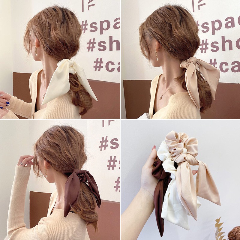 Chun Buộc Tóc ❤️FREESHIP❤️ Chun tóc vải thắt nơ mềm mại phong cách vintage❤️ Chun tóc vải to nhiều màu mã KT05