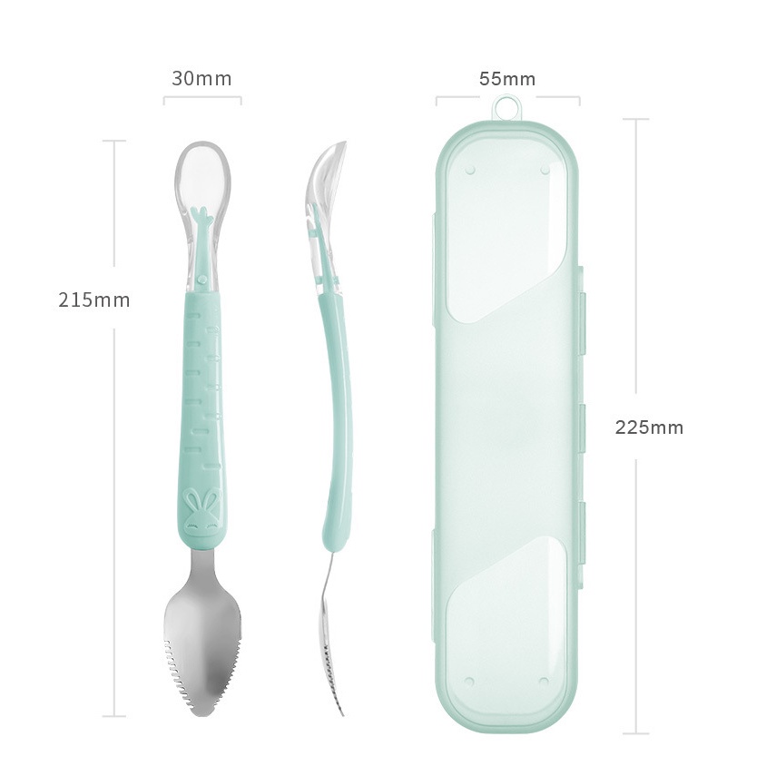 Thìa nạo hoa quả 2 đầu cho bé ăn dặm kichilachi