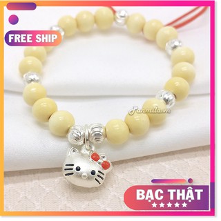 (FREE SHIP - Dâu Tằm Thật) Vòng dâu tằm PANMILA kết bi bạc - Vòng tay cho bé