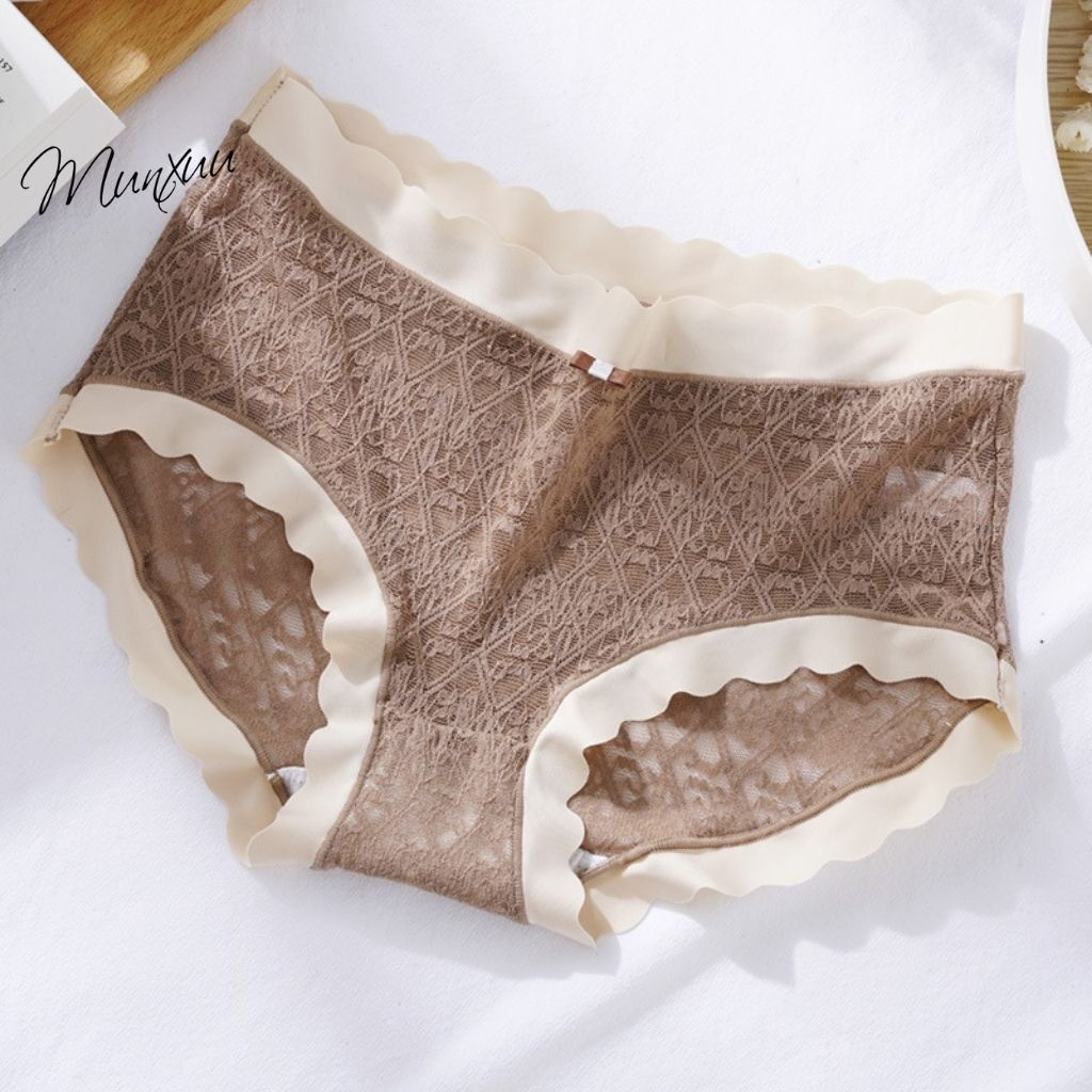 Quần lót nữ ren cao cấp sọc chéo tiểu thư phối viền su thông thoáng - MUNXUU QC103