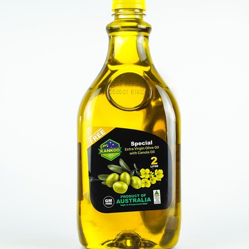 Chai 2 lít dầu Oliu hạt cải Kankoo nhập khẩu Úc - Dầu Olive pha hạt cải ép lạnh nguyên chất chuyên chiên xào an toàn